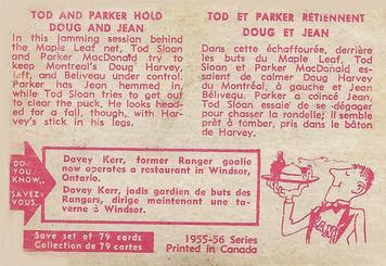 1955-56 Parkhurst #77 Jammed On The Boards Back