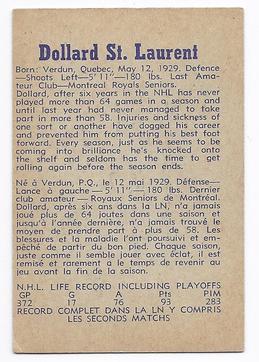 1957-58 Parkhurst #10 Dollard St. Laurent Back