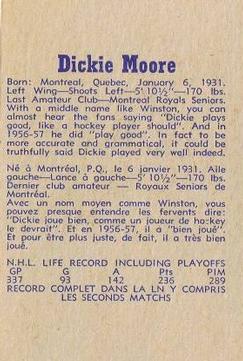 1957-58 Parkhurst #14 Dickie Moore Back