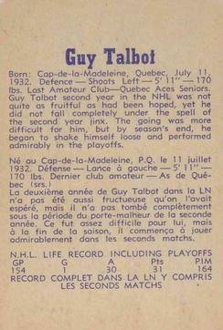 1957-58 Parkhurst #9 Jean-Guy Talbot Back