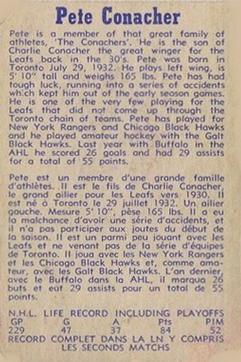 1957-58 Parkhurst #T14 Pete Conacher Back
