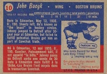 1957-58 Topps #10 John Bucyk Back