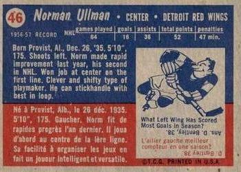 1957-58 Topps #46 Norman Ullman Back