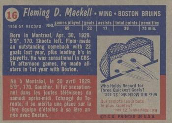 1957-58 Topps #16 Fleming Mackell Back
