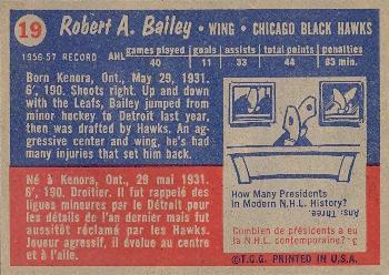 1957-58 Topps #19 Bob Bailey Back