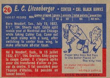 1957-58 Topps #26 Ed Litzenberger Back