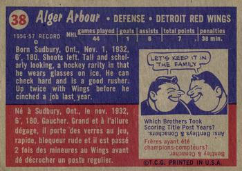 1957-58 Topps #38 Al Arbour Back