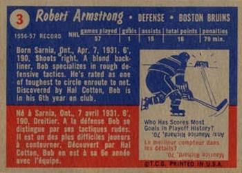 1957-58 Topps #3 Bob Armstrong Back
