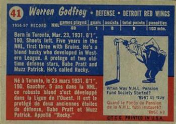 1957-58 Topps #41 Warren Godfrey Back