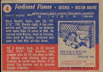 1957-58 Topps #4 Fernie Flaman Back
