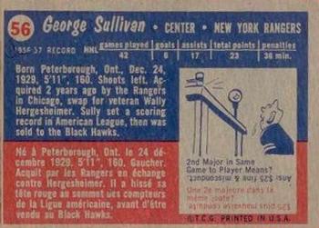 1957-58 Topps #56 George Sullivan Back