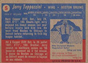 1957-58 Topps #5 Jerry Toppazzini Back