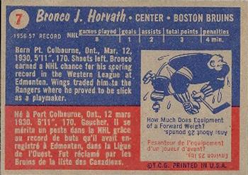 1957-58 Topps #7 Bronco Horvath Back
