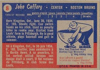 1957-58 Topps #8 Jack Caffery Back