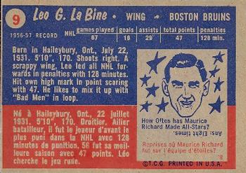 1957-58 Topps #9 Leo Labine Back