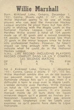1958-59 Parkhurst #19 Willie Marshall Back