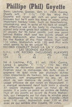 1958-59 Parkhurst #47 Phil Goyette Back