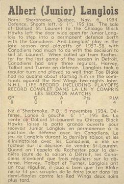 1958-59 Parkhurst #5 Albert Langlois Back