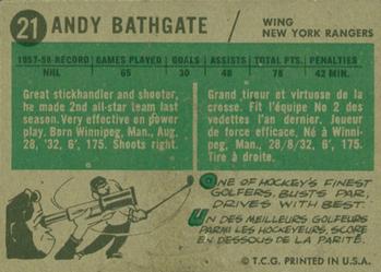 1958-59 Topps #21 Andy Bathgate Back