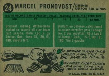 1958-59 Topps #24 Marcel Pronovost Back