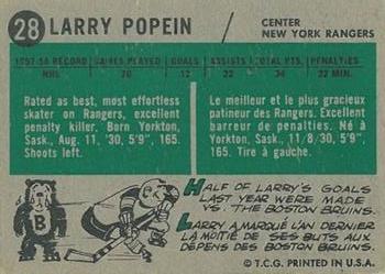 1958-59 Topps #28 Larry Popein Back