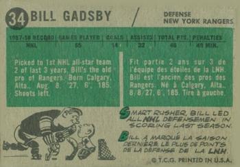 1958-59 Topps #34 Bill Gadsby Back