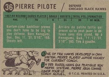 1958-59 Topps #36 Pierre Pilote Back
