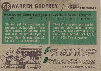 1958-59 Topps #58 Warren Godfrey Back