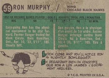 1958-59 Topps #59 Ron Murphy Back