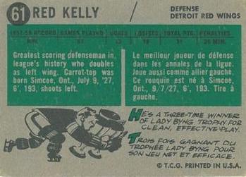 1958-59 Topps #61 Len Kelly Back