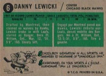 1958-59 Topps #6 Danny Lewicki Back