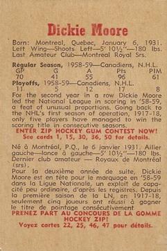 1959-60 Parkhurst #14 Dickie Moore Back