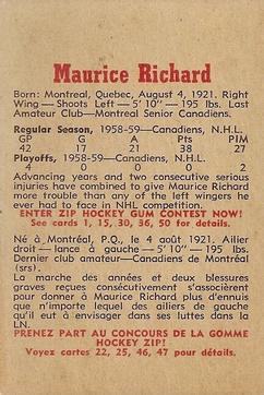 1959-60 Parkhurst #2 Maurice Richard Back