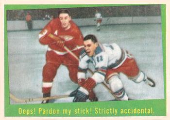 1959-60 Topps #18 Oops! Pardon my stick! Strictly accidental Front