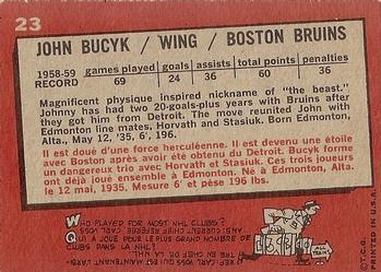 1959-60 Topps #23 John Bucyk Back