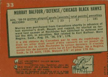 1959-60 Topps #33 Murray Balfour Back