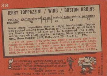 1959-60 Topps #38 Jerry Toppazzini Back