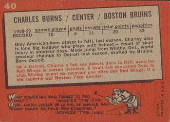 1959-60 Topps #40 Charlie Burns Back