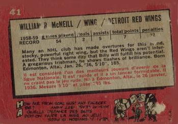 1959-60 Topps #41 Bill McNeill Back
