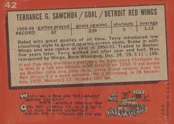 1959-60 Topps #42 Terry Sawchuk Back