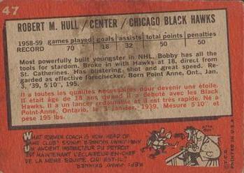 1959-60 Topps #47 Bobby Hull Back
