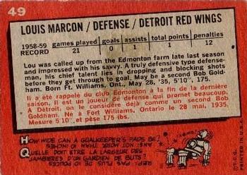 1959-60 Topps #49 Lou Marcon Back