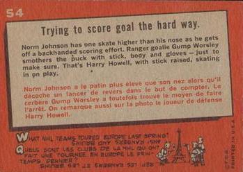 1959-60 Topps #54 Trying to score goal the hard way Back
