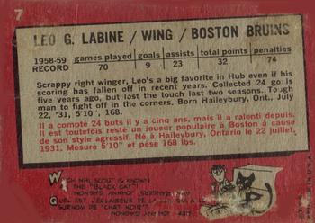 1959-60 Topps #7 Leo Labine Back