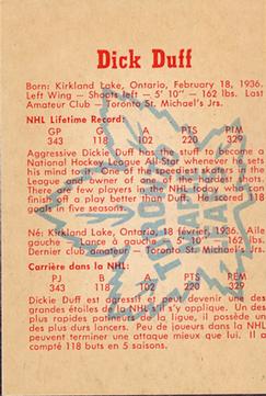 1960-61 Parkhurst #12 Dick Duff Back