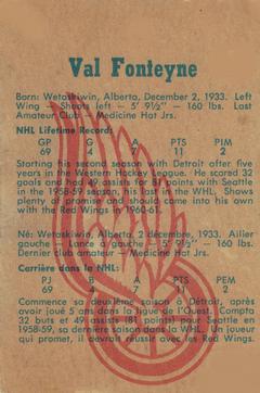 1960-61 Parkhurst #21 Val Fonteyne Back