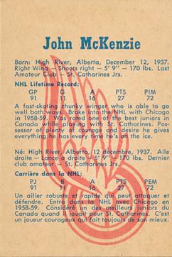 1960-61 Parkhurst #37 John McKenzie Back