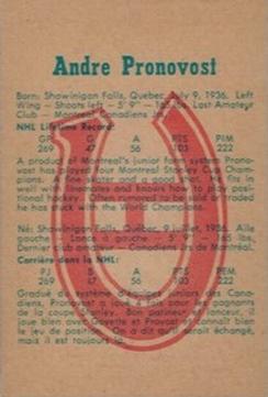 1960-61 Parkhurst #55 Andre Pronovost Back