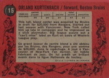 1961-62 Topps #15 Orland Kurtenbach Back