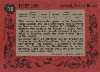 1961-62 Topps #16 Terry Gray Back